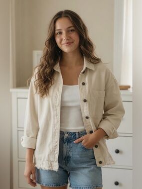 Zara Beige Casual Button-Up Shirt